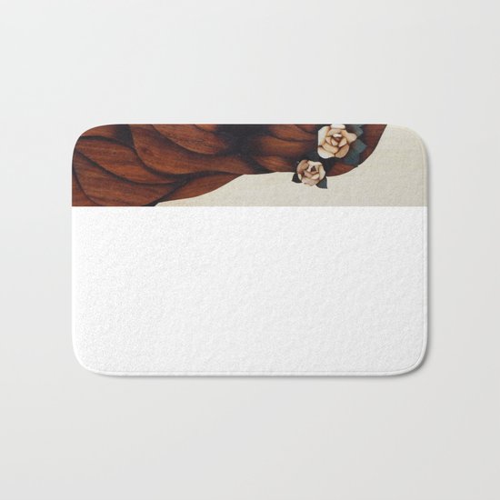Flower woman lady marquetry picture art Bath Mat