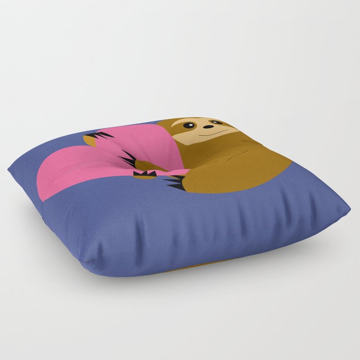 Sloth in love blue Floor Pillow
