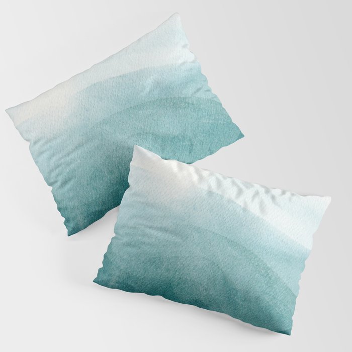 Sunrise in the mountains, dawn, teal, abstract watercolor Pillow Sham