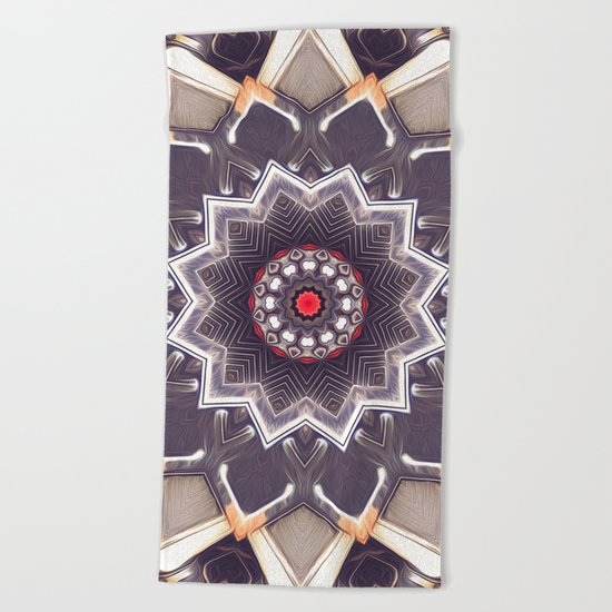 Abstract Gray Mandala Beach Towel