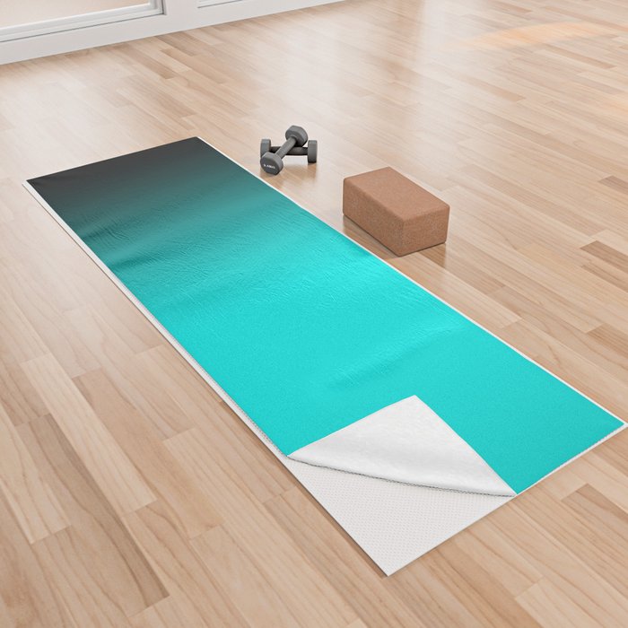 Modern Minimalist Teal Black Ombre Yoga Towel