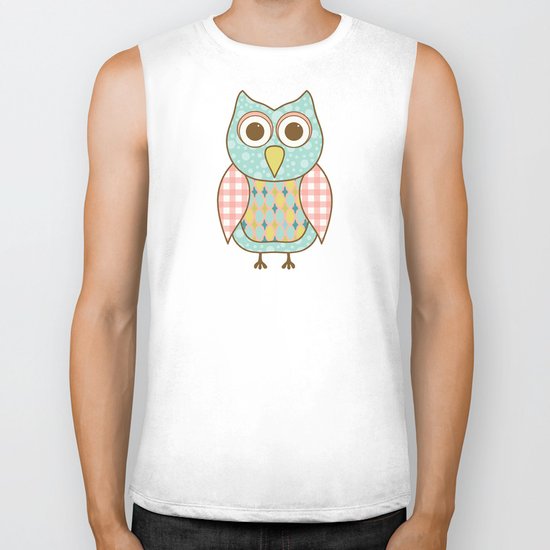 Owl on Tree Branch Biker Tank