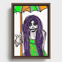 joker-woman-hallowen-smiling-zombie Framed Canvas