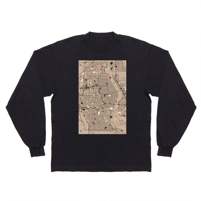 USA, Port St. Lucie City Map Collage Long Sleeve T Shirt
