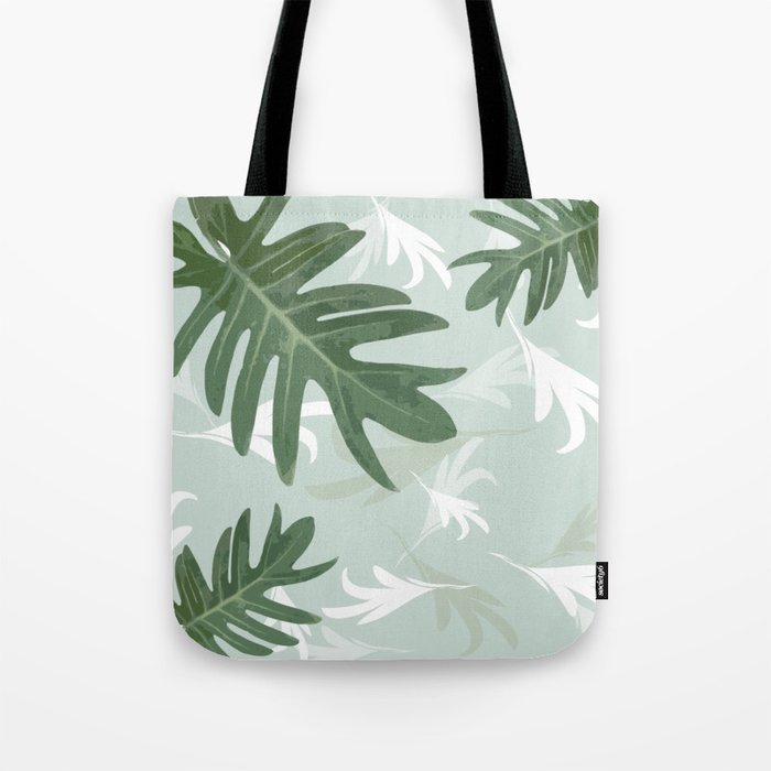 Trio Palm leaves. greenwhite Tote Bag by PrintedDreams | Society6