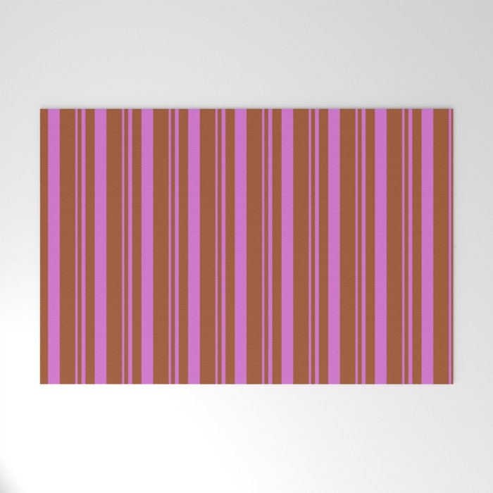 Orchid & Sienna Colored Lines Pattern Welcome Mat