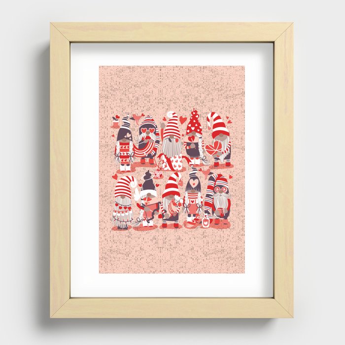 I gnome you more // flesh background red and orange shade Valentine's Day gnomes and motifs Recessed Framed Print
