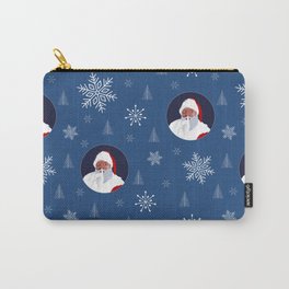 African-American Santa Whispering Illustration // Black Christmas, blue gift  Carry-All Pouch