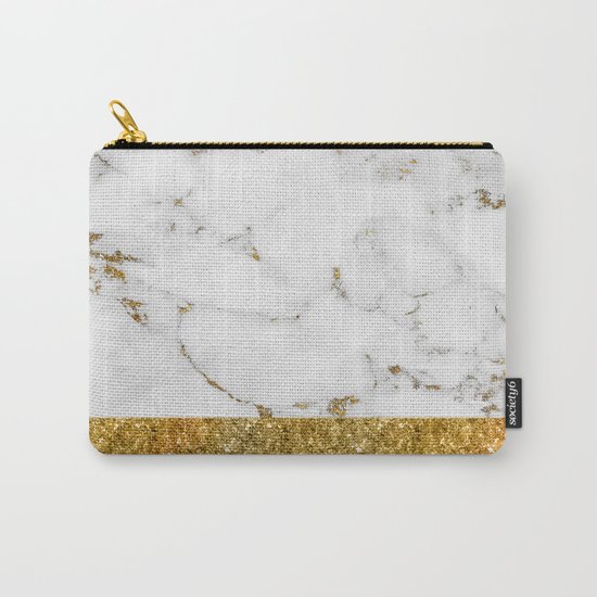 Luxury and glamorous gold glitter and white and gold marble Carry-All Pouch