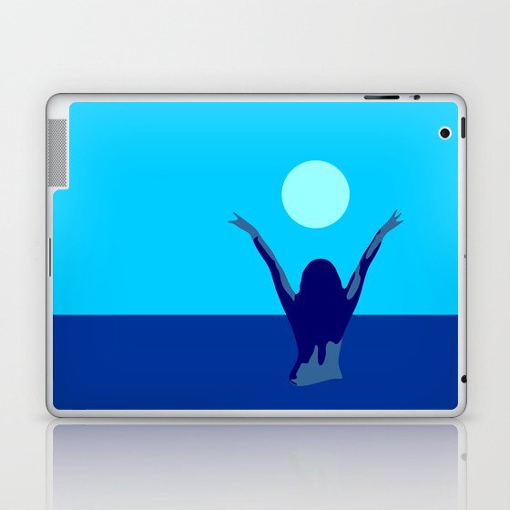 Blue sky and moon is calling me.. Laptop & iPad Skin