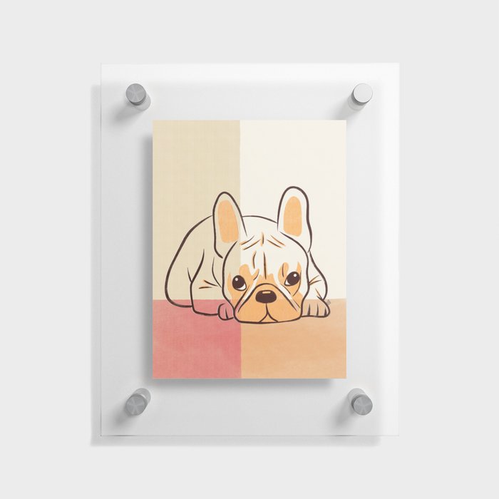 Adorable French Bulldog Puppy Artwork earth tone Floating Acrylic Print