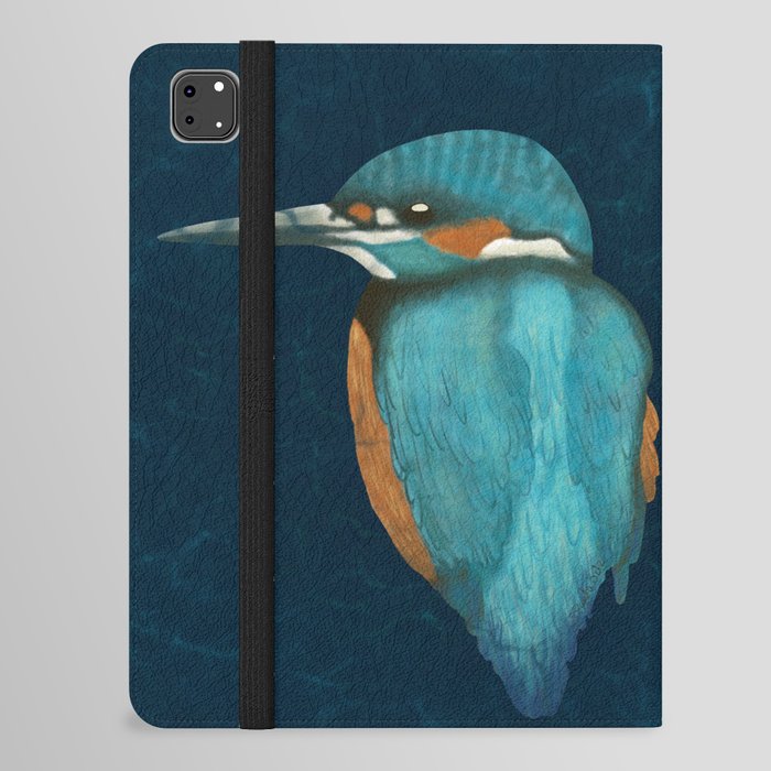 Kingfisher in a dark blue circle iPad Folio Case