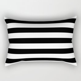 Large Black and White Horizontal Cabana Stripe Rectangular Pillow