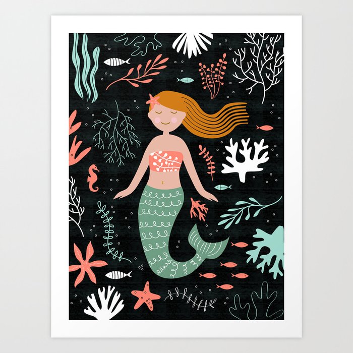 Serene Siren Mermaid Art Print by lellobird | Society6
