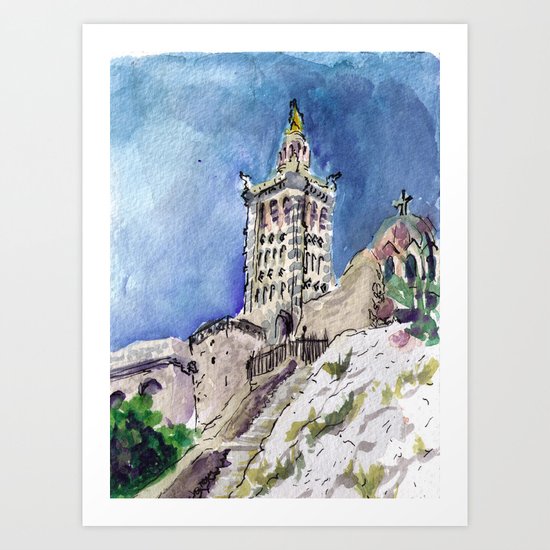 Notre-Dame de la Garde, Marseille sketch Art Print