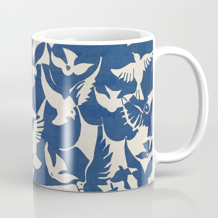 Bird Pattern Blue and White Doves Coffee Mug