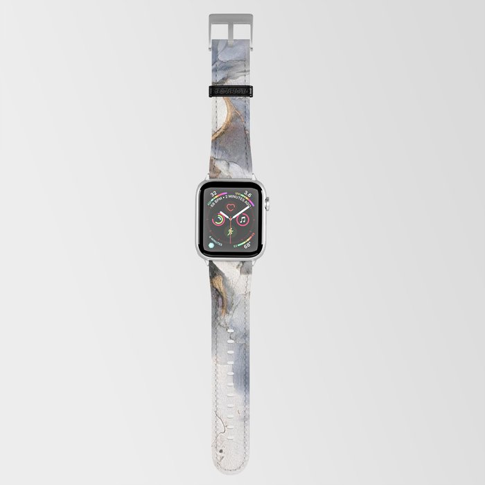 Waterfall Butterflies Fluid Abstract Art Blue and Gold Apple Watch Band