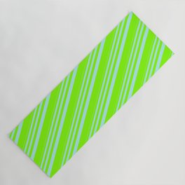 [ Thumbnail: Turquoise & Chartreuse Colored Stripes/Lines Pattern Yoga Mat ]