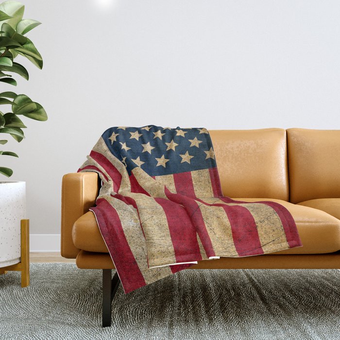 Vintage American Flag Throw Blanket by Smyrna Society6