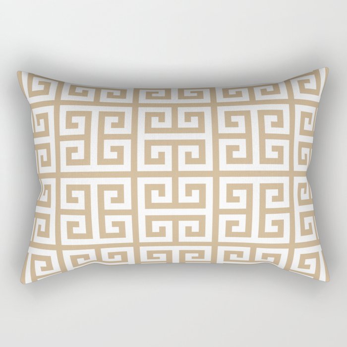 Greek Key (Tan & White Pattern) Rectangular Pillow