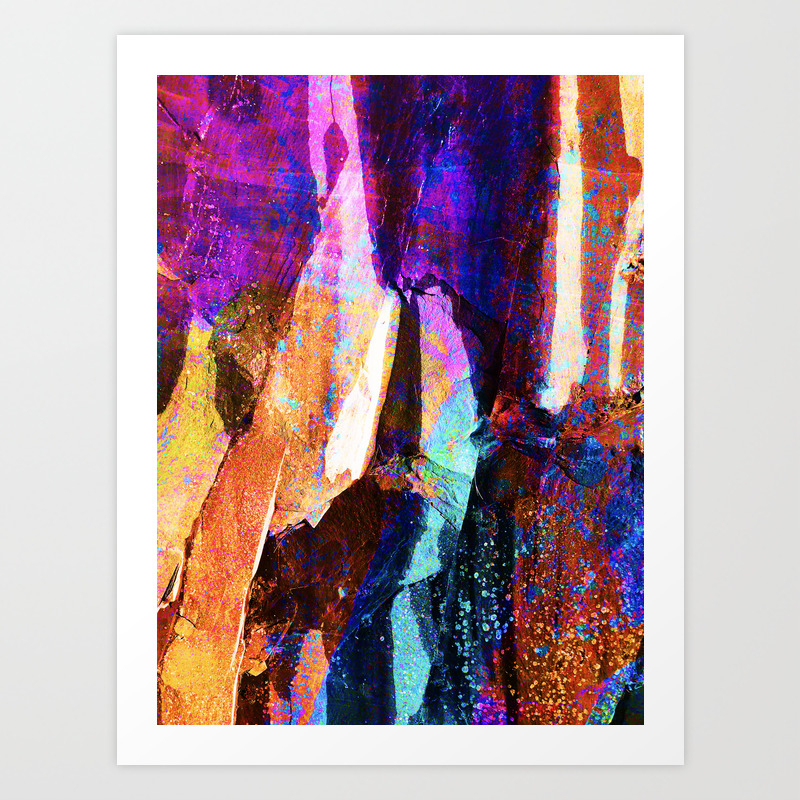 Abstract Nature New Zealand Rainbow Rocks Art Print By
