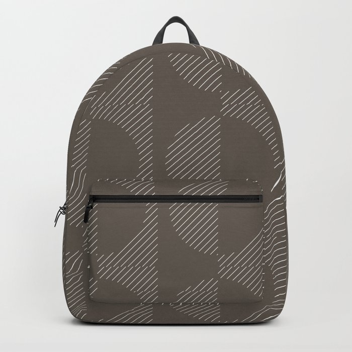 Stripes Circles Squares Mid-Century Checkerboard Brown White Backpack