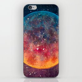Fantastic oil painting beautiful big planet moon among stars in universe. Fantasy concept cosmos fine art paintingartwork illustration iPhone Skin