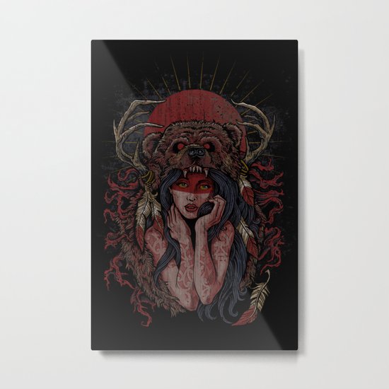 Tattooed Bear Metal Print