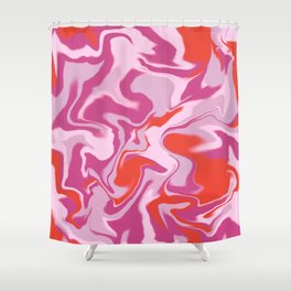 Ocean sea waves - pink red Shower Curtain