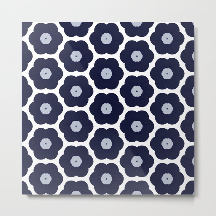 Blue And White Floral Pattern Metal Print