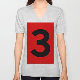 Number 3 (Black & Red) V Neck T Shirt