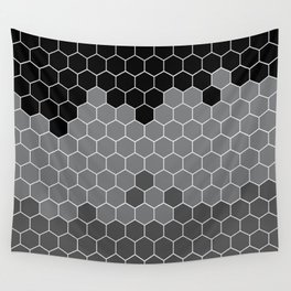 Honeycomb Black Gray Grey Hive Wall Tapestry
