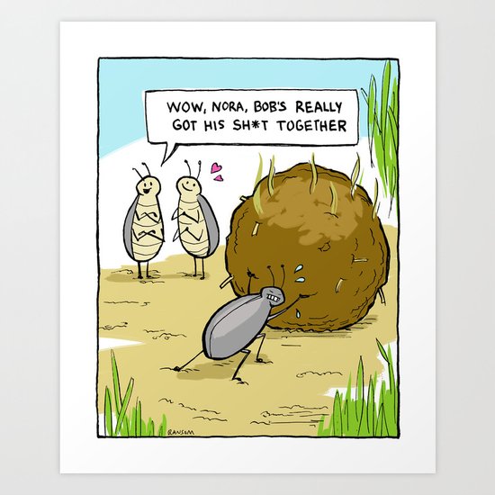 The Daily Drawing Comic – Dung Beetles Art Print