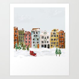 Christmas in the Village Art Print