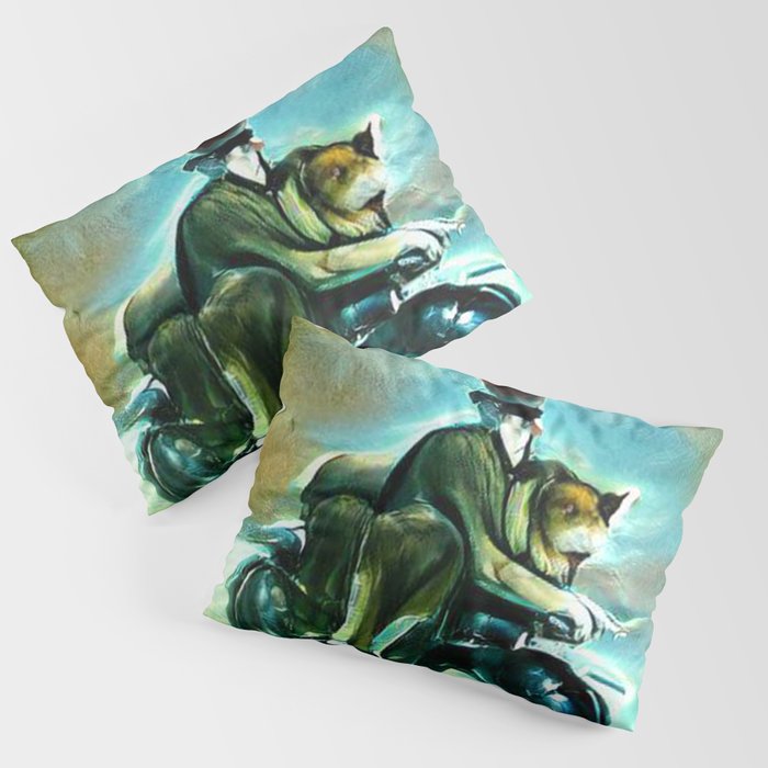 Cat & Dog On A Motorcycle Pillow Sham
