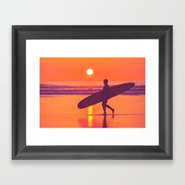 Sunset Surfer Framed Art Print