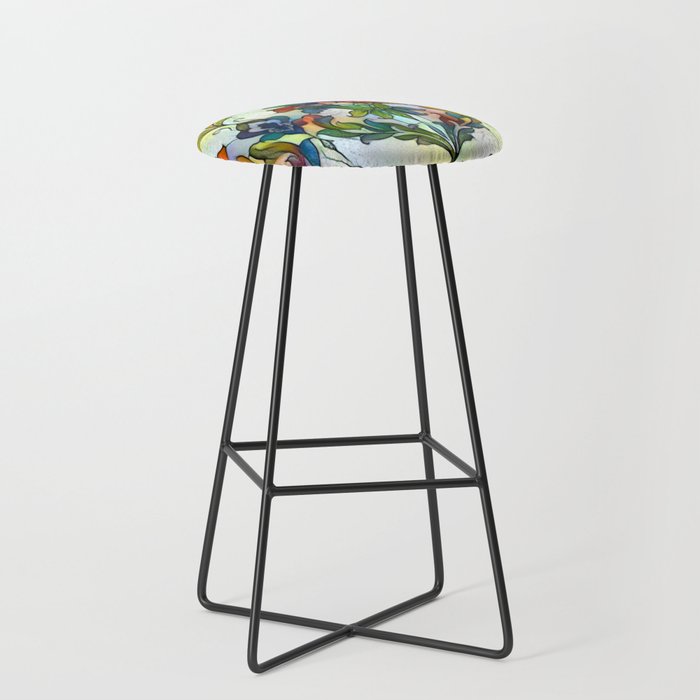 Victorian Botanical Pattern (15) Stained Glass Bar Stool