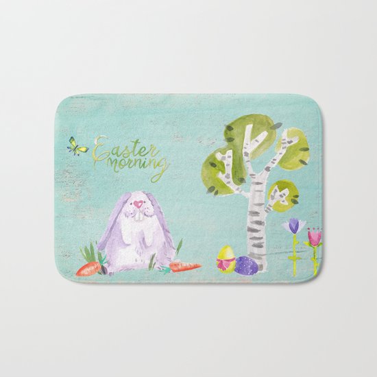 Easter Morning I- Animal Rabit Hare Bunny Spring for children Bath Mat