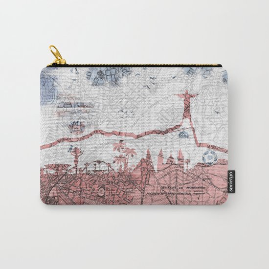 Rio de Janeiro skyline - vintage map Carry-All Pouch