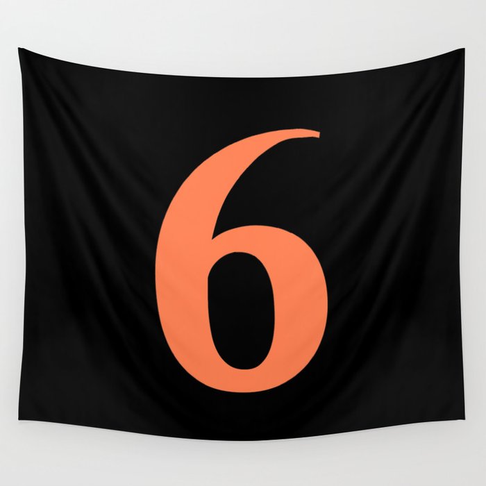 6 (CORAL & BLACK NUMBERS) Wall Tapestry