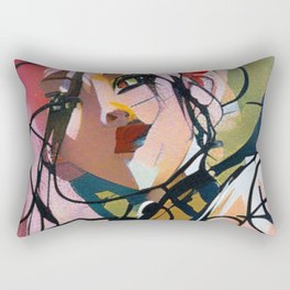 Abstract Woman with a Tangle of Lines Swirling Rectangular Pillow