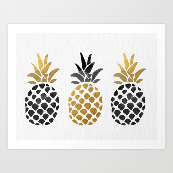 gold pineapple Art Print