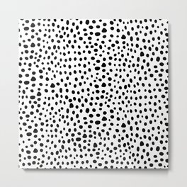Modern Black and White Hand Drawn Polka Dots Metal Print