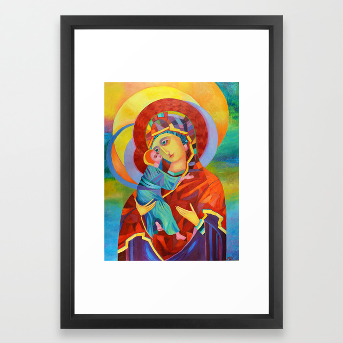 Virgin Mary Painting Madonna And Child Jesus Icon Modern Catholic