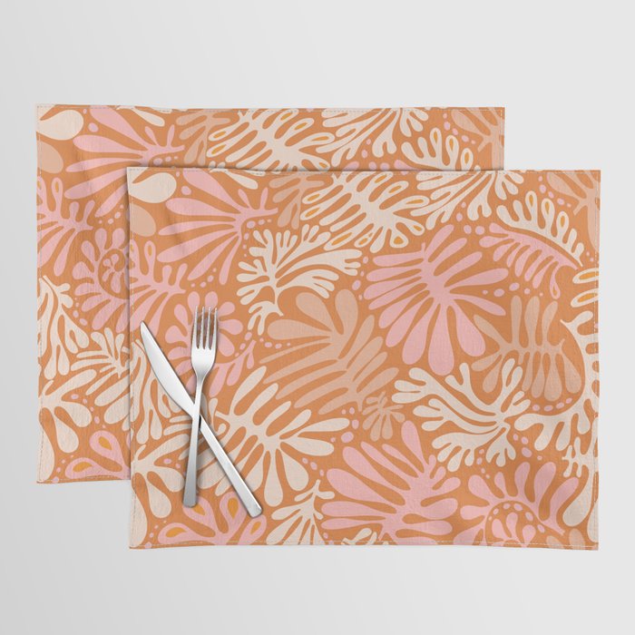 warm summer minimalistic  Leaves modern Matisse Liquid Pattern Placemat