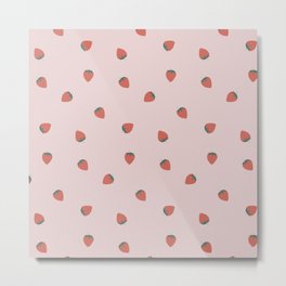 Little Strawberries Metal Print | Strawberry, Sweet, Graphicdesign, Strawberryprint, Pattern, Strawberries, Girly, Lightpink, Strawberrymilkshake, Pink 