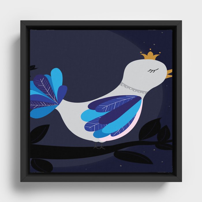 Rock-A-Bye Blue Bird Framed Canvas