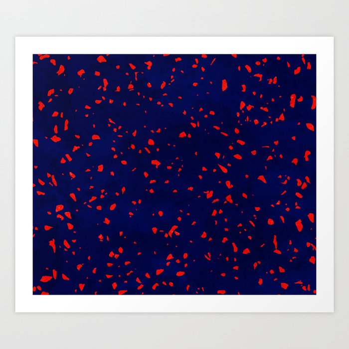Terrazzo memphis blue galaxy orange Art Print