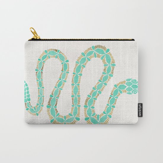 Mint & Gold Serpent Carry-All Pouch