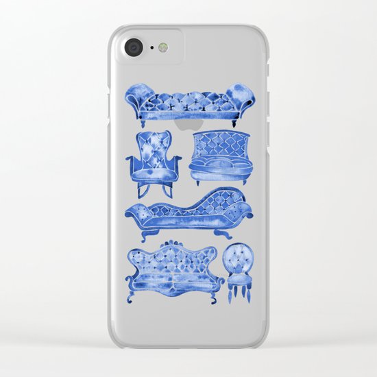 Victorian Lounge – Navy Palette Clear iPhone Case